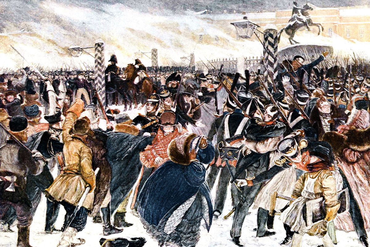 Д. Кардовский. Декабристы на Сенатской площади. 1929 год. Фрагмент.