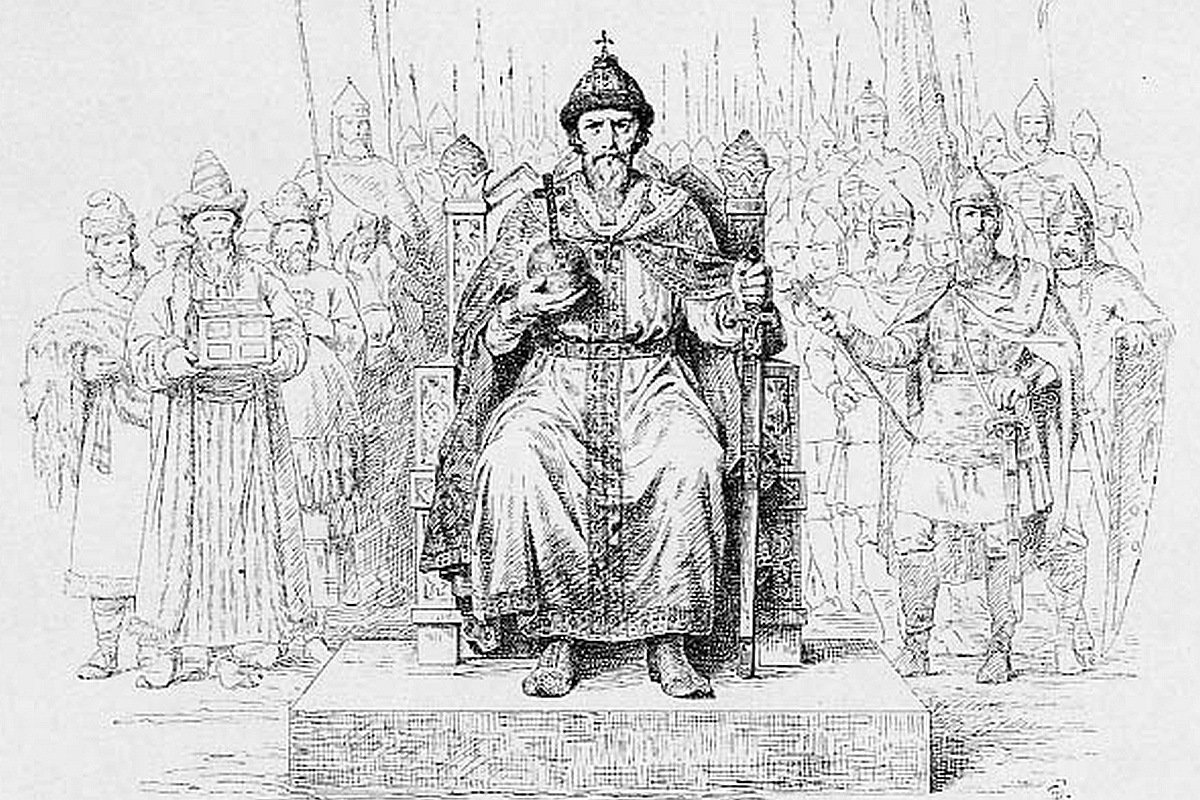 Князь Всеволод Юрьевич, рисунок В. П. Верещагина (1896 год) из альбома "История Государства Российского в изображениях державных его правителей с кратким пояснительным текстом". Князь Всеволод Юрьевич, рисунок В. П. Верещагина (1896 год) из альбома "История Государства Российского в изображениях державных его правителей с кратким пояснительным текстом".