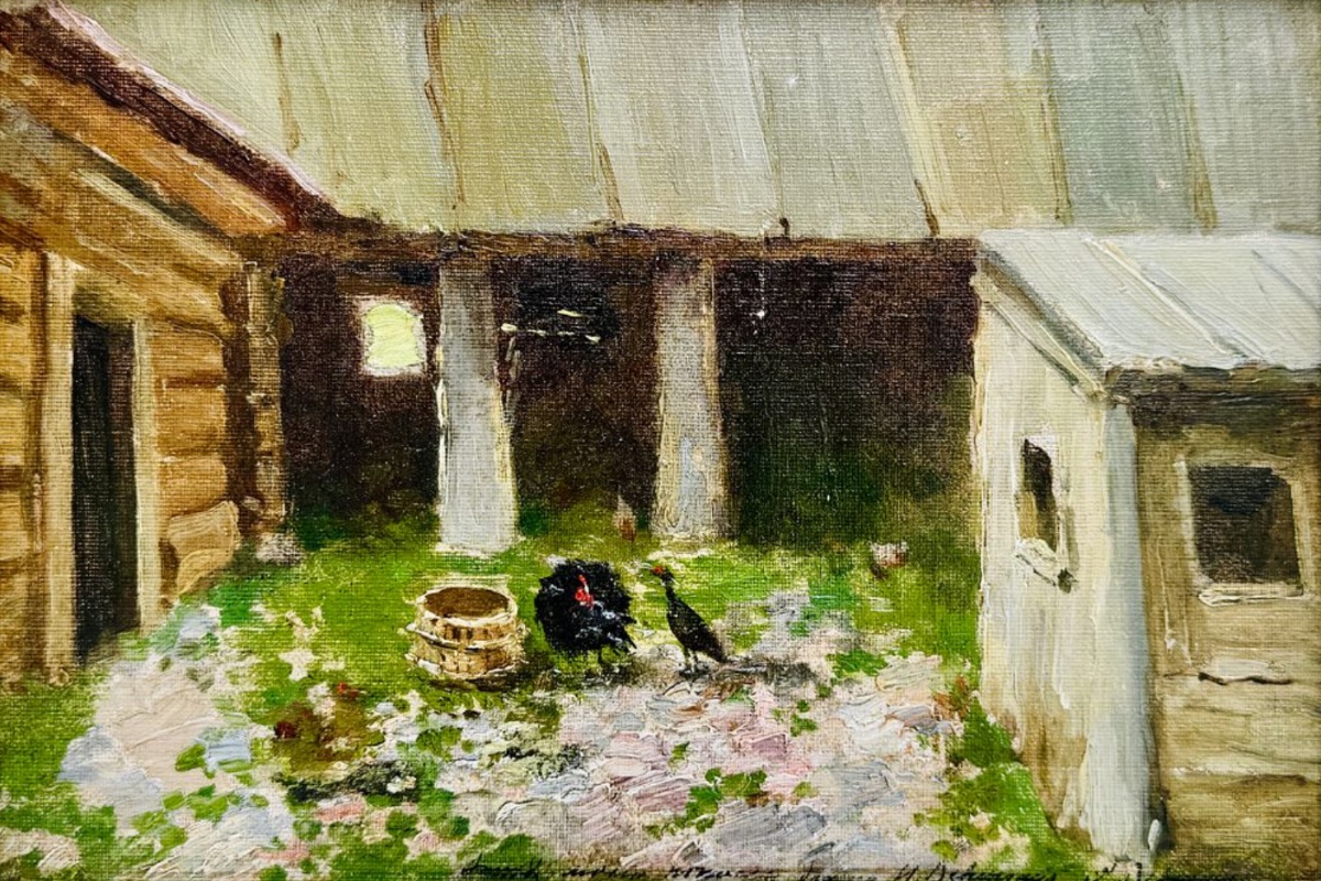 Картина "Ветхий дворик. Плес" написана Исааком Левитаном и подписана его братом Авелем. Картина "Ветхий дворик. Плес" написана Исааком Левитаном и подписана его братом Авелем.