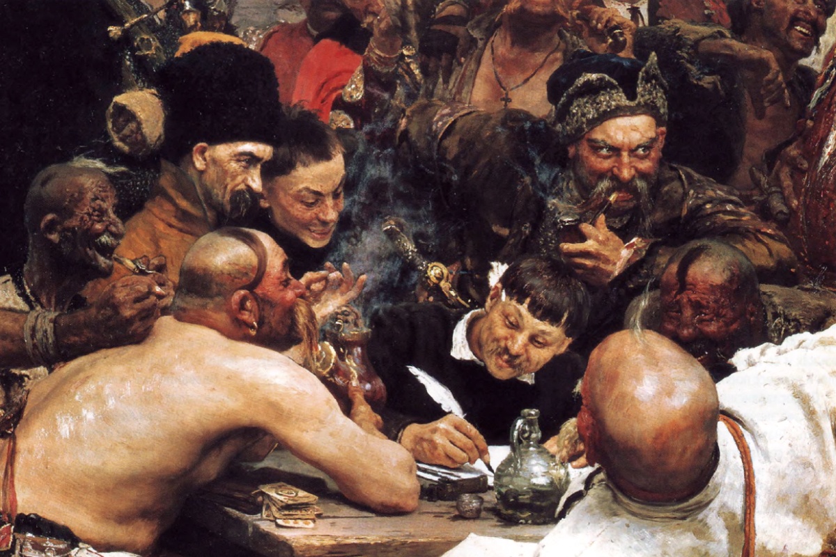 И. Е. Репин. Запорожцы пишут письмо турецкому султану. Фрагмент. 1880-1891 гг. И. Е. Репин. Запорожцы пишут письмо турецкому султану. Фрагмент. 1880-1891 гг.