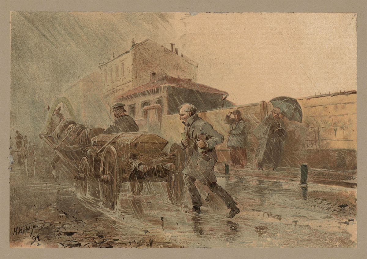 Н. Каразин. Иллюстрация к роману "Бедные люди". Из альбома "Пятнадцать акварельных картин к сочинениям Ф. М. Достоевскаго". 1893