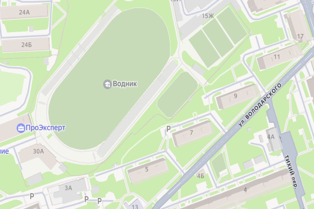 Стадион "Водник" на карте Нижнего Новгорода.