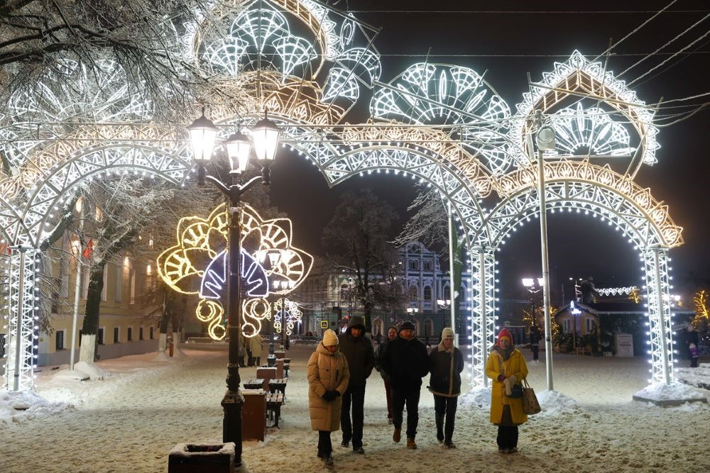 Так выглядело праздничное освещение в Рязани - новогодней столице России - 2026.