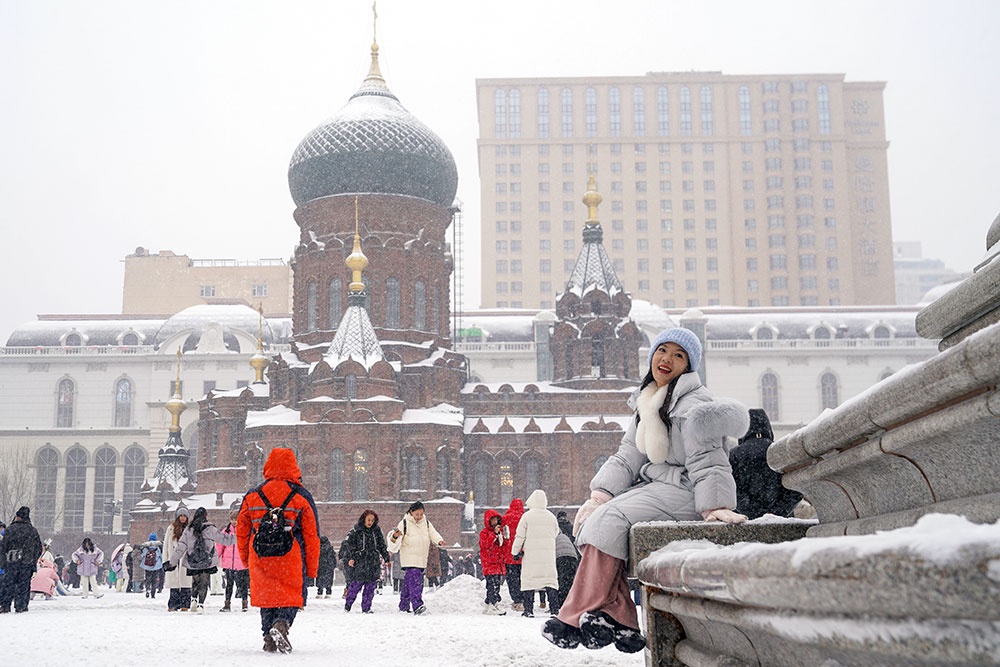 Снегопад в Харбине.