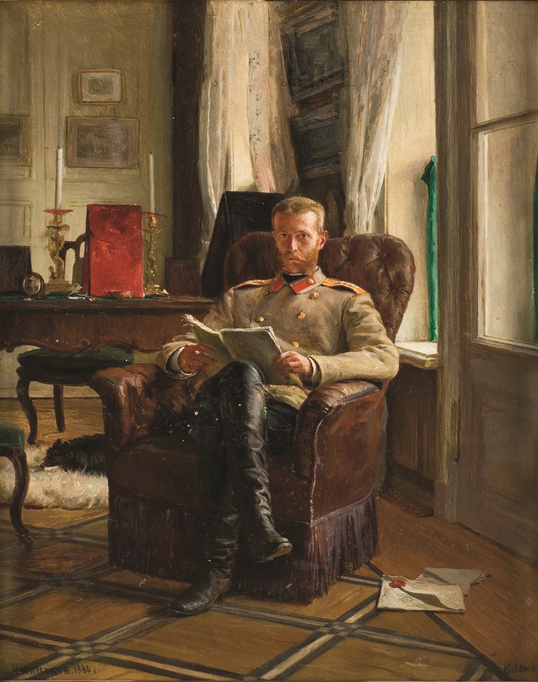 К. Лемох. За чтением. Портрет Портрет Великого князя Сергия Александровича. 1886