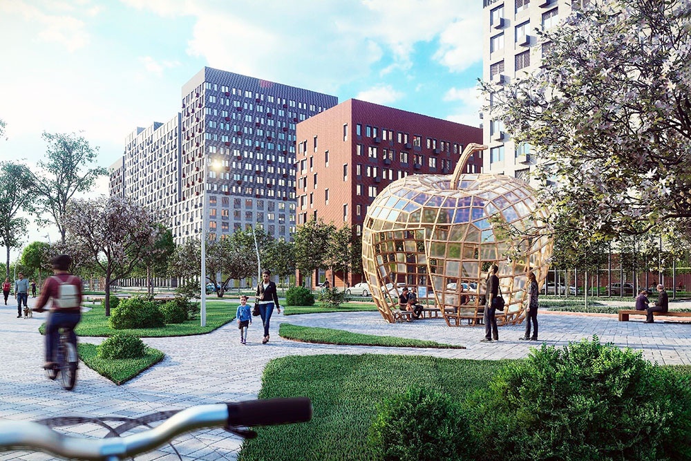 В именах новостроек яблоко - самый популярный фрукт.