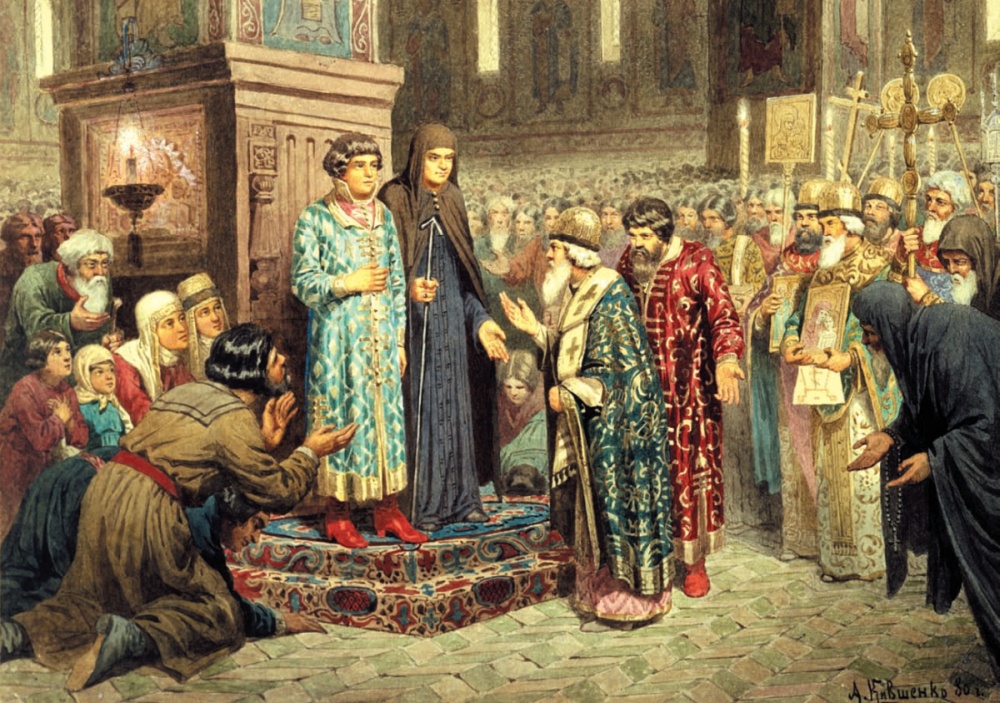 А. Д. Кившенко (1851-1895). Избрание Михаила Фёдоровича Романова на царство. 1613 г. А. Д. Кившенко (1851-1895). Избрание Михаила Фёдоровича Романова на царство. 1613 г.
