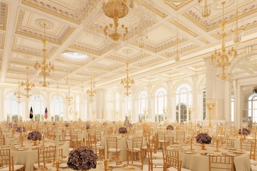 Так мог бы выглядеть бальный зал Белого дома изнутри. Если, конечно, когда-либо его удастся достроить. 