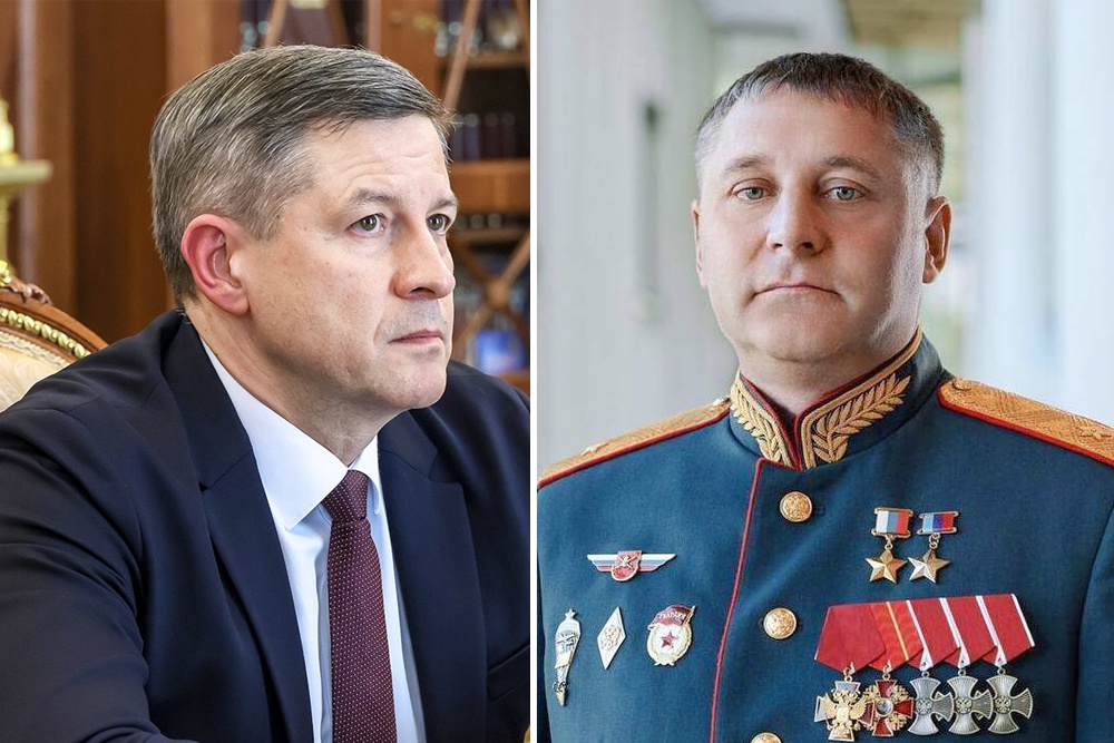 Врио губернатора Брянской области Егор Ковальчук (слева) и врио губернатора Белгородской области Александр Шуваев.