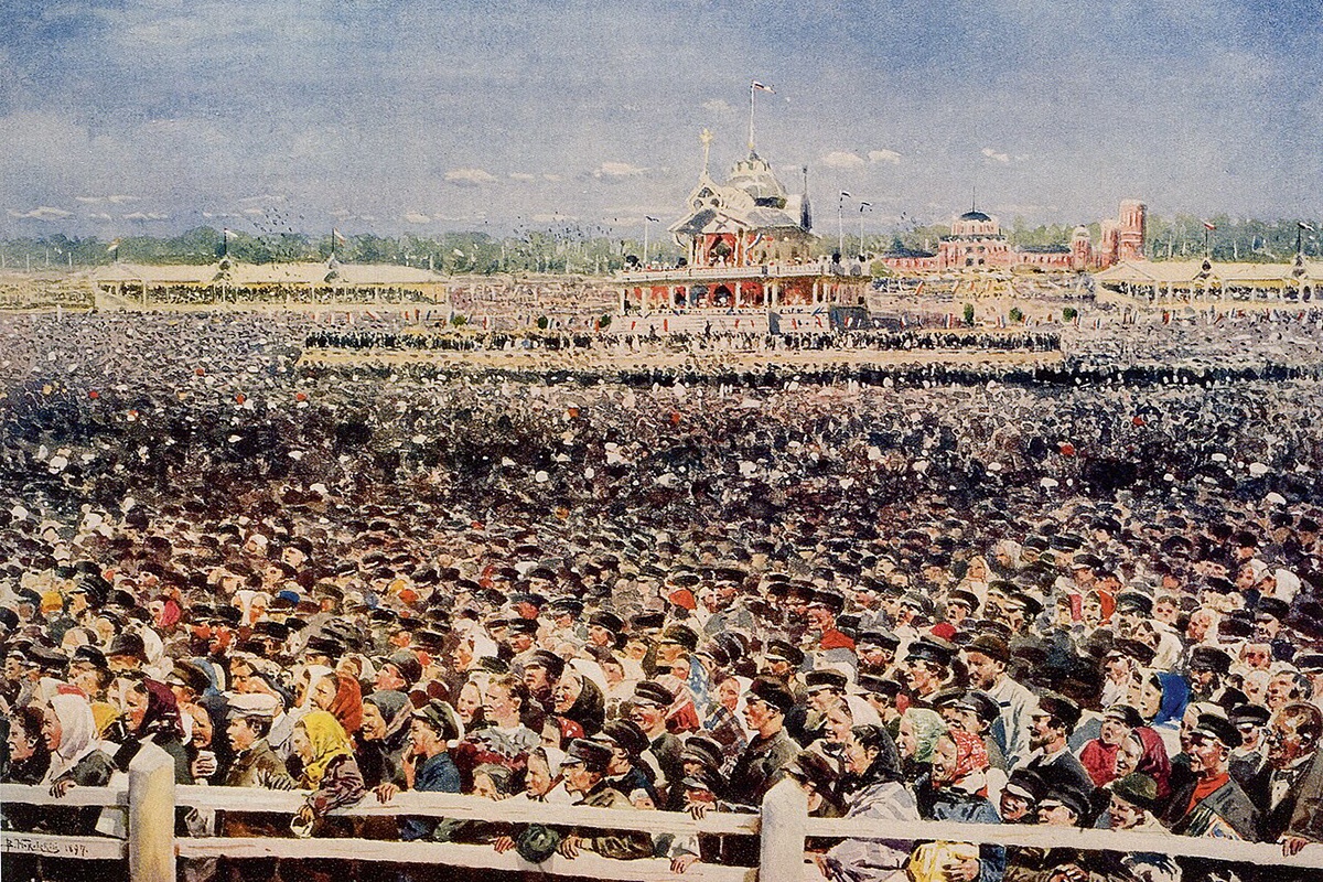 В. Маковский. Народные массы на Ходынском поле. 1897