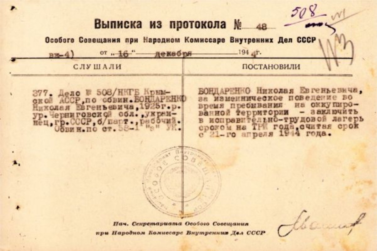 Выписка о приговоре одному из выпускников "школы чабанов".