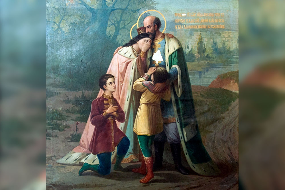 Икона-картина "Прощание..." (1909 г.) изображает святую Анну, провожающую мужа и сына в Орду. Икона-картина "Прощание..." (1909 г.) изображает святую Анну, провожающую мужа и сына в Орду.