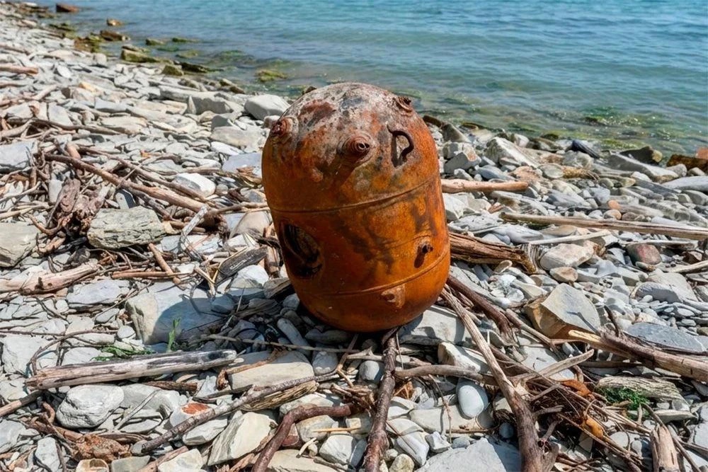 Корабельную мину времен войны нашли на берегу моря Корабельную мину времен войны нашли на берегу моря