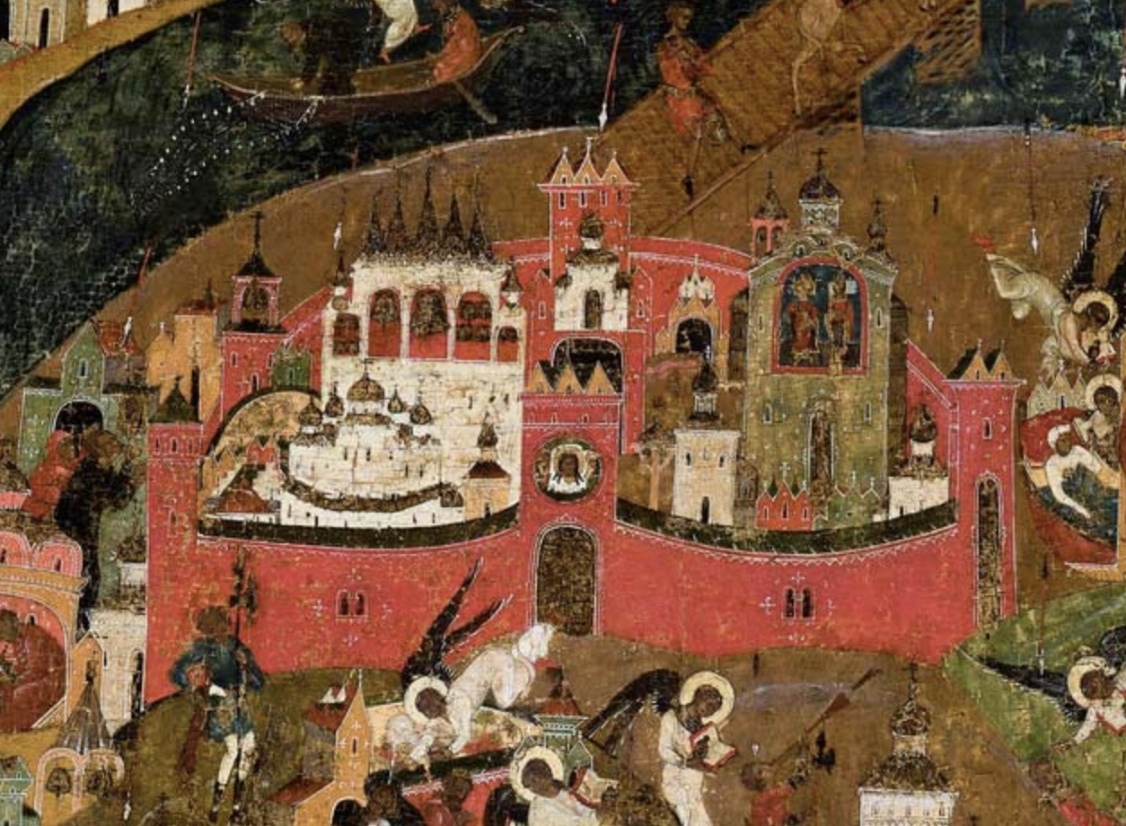 Фрагмент иконы с Кремлем. Храм Бориса и Глеба - справа