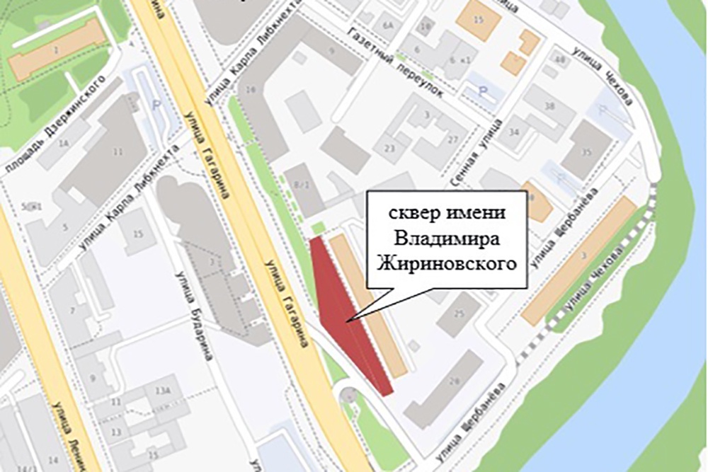 Сквер имени Жириновского расположен в центре города