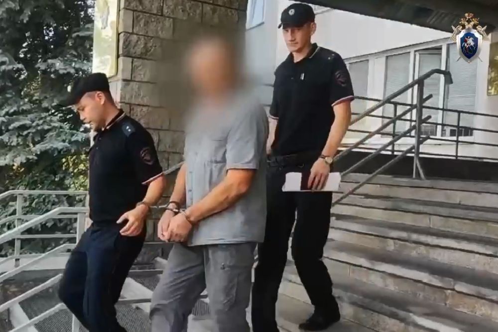 Мужчину, напавшего на пенсионера, вывели от следователя в наручниках Мужчину, напавшего на пенсионера, вывели от следователя в наручниках