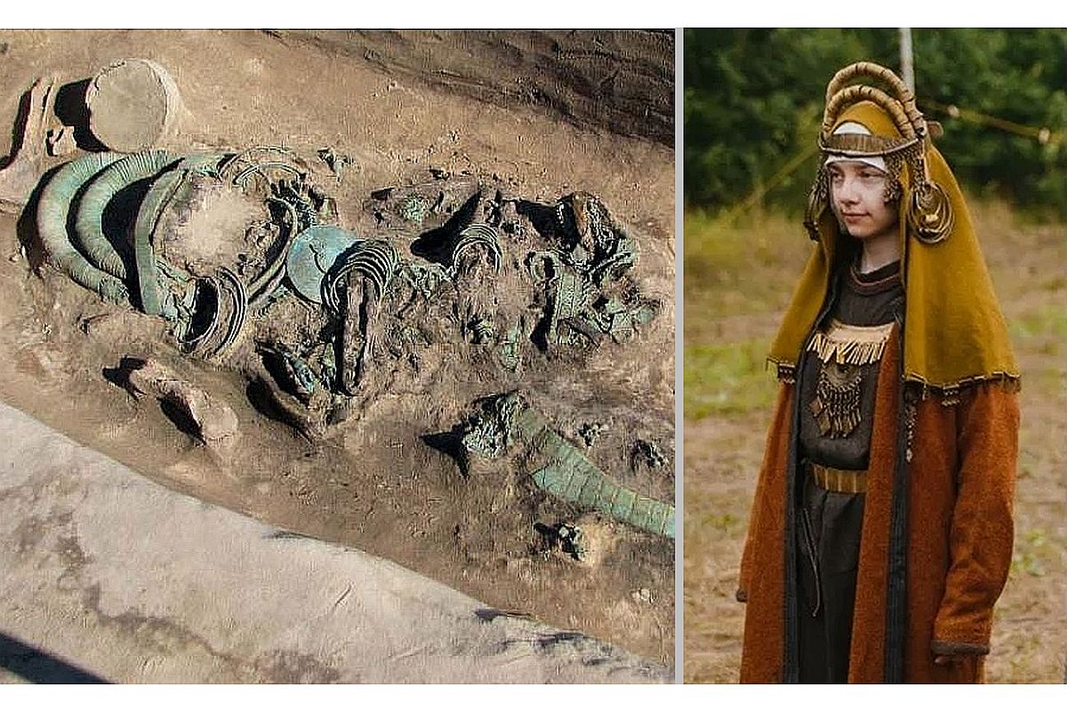 Казалось бы, мурома исчезли бесследно, оставив лишь богатые могильники, сокровища которых до сих пор будоражат умы специалистов. На фото: вскрытое погребение и реконструкция женского костюма.