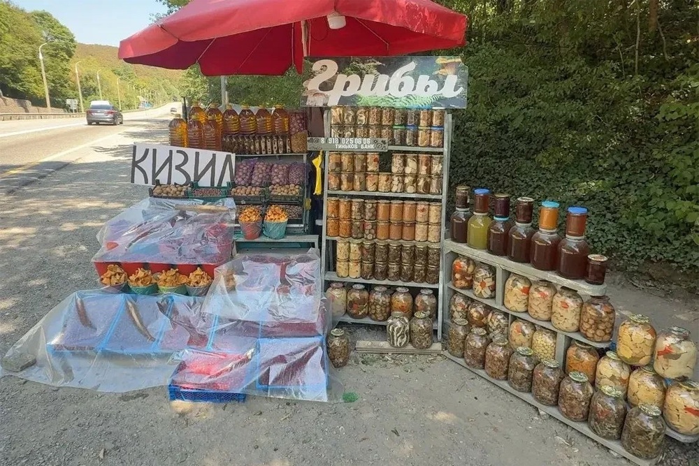 Торговцы используют проверенную схему: становятся на трассу с большим потоком и продают продукты прямо на пыльной обочине Торговцы используют проверенную схему: становятся на трассу с большим потоком и продают продукты прямо на пыльной обочине