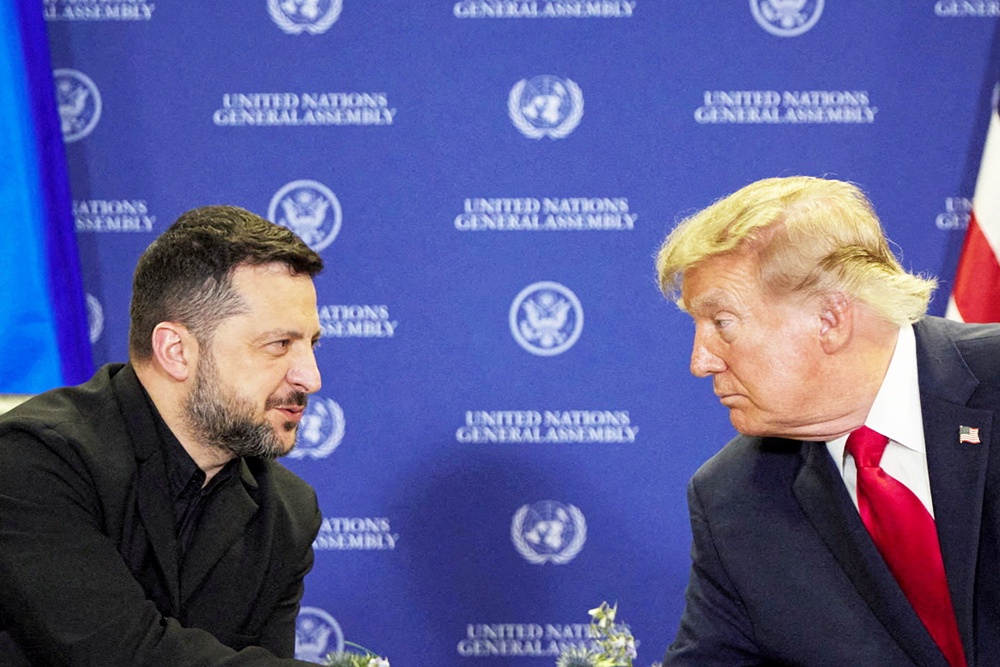 Президент США Дональд Трамп и Владимир Зеленский в Нью-Йорке. 