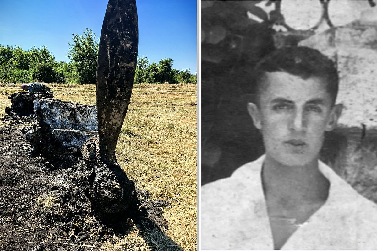 Останки самолета и фото стрелка-радиста Алексея Лобжанидзе. Его родственников сейчас ищут поисковики.