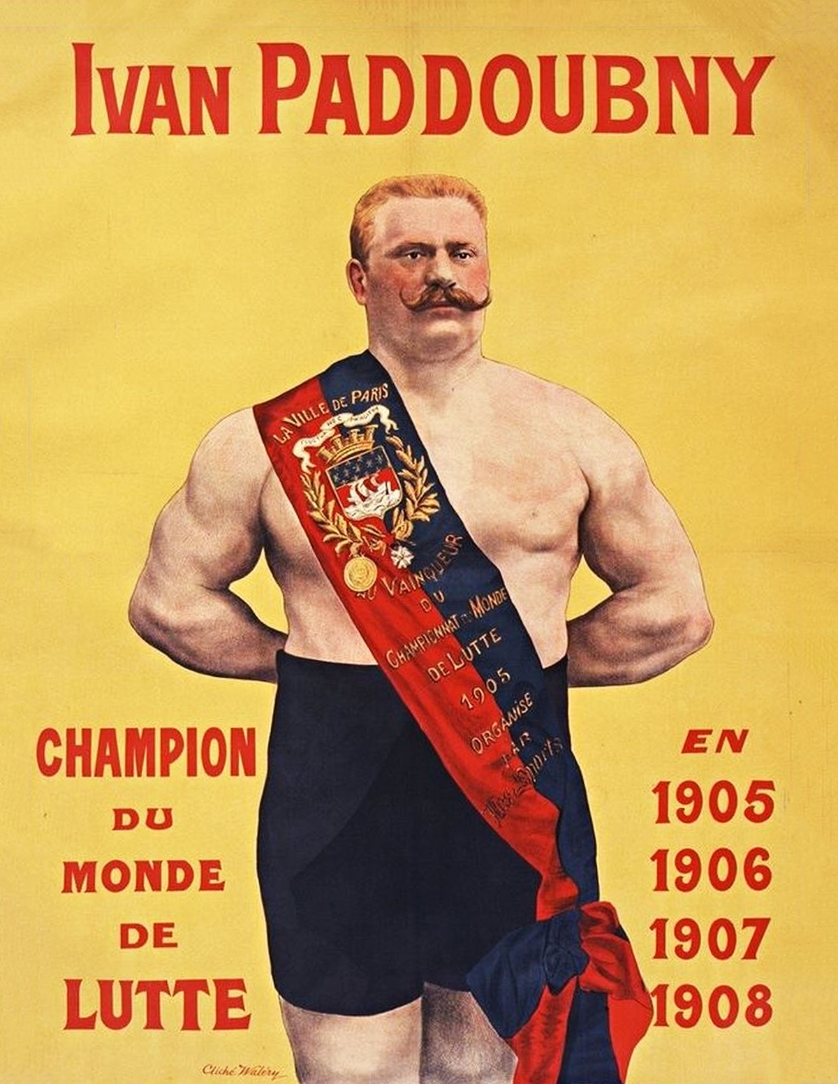 Афиша выступлений Поддубного во Франции. 1909