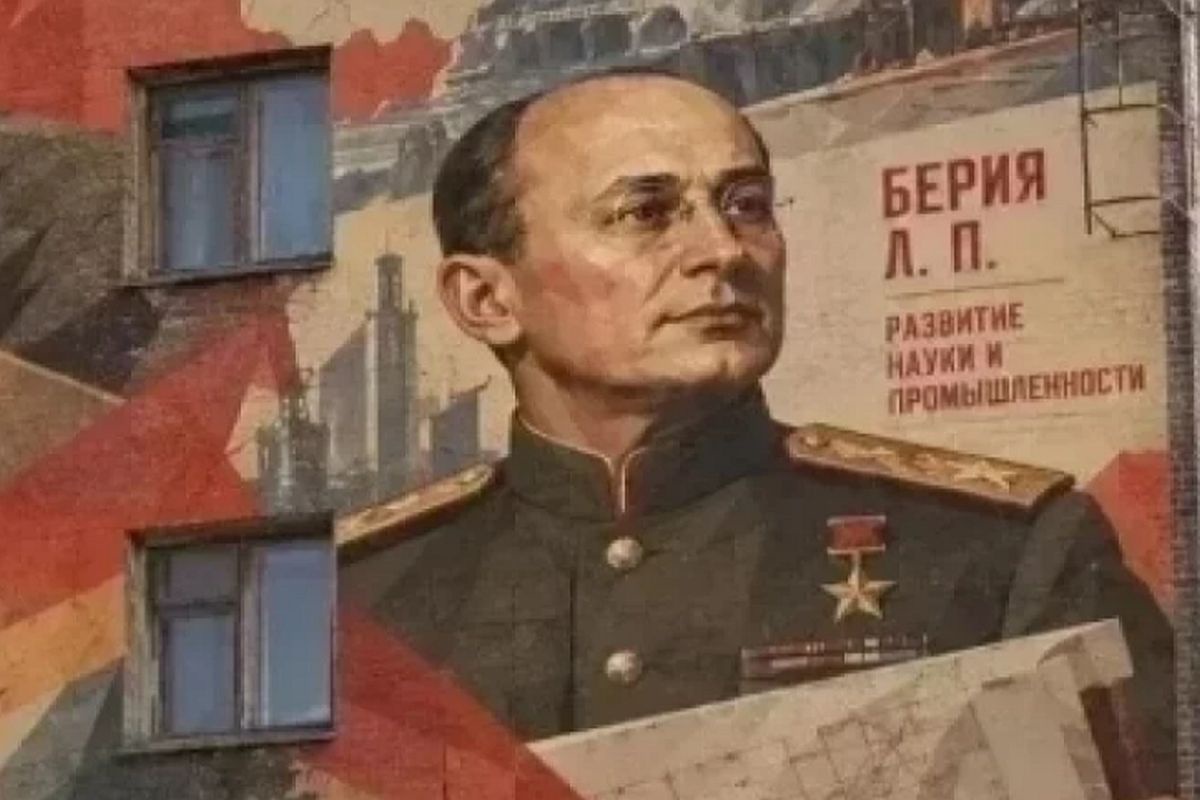 Фрагмент эскиза мурала в Череповце с портретом Лаврентия Берии.