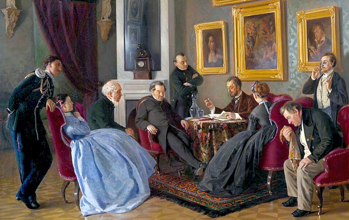 В. Маковский. Литературное чтение. 1866 г.