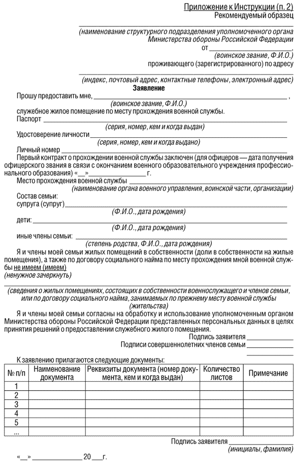 Сведения о наличии отсутствии жилых