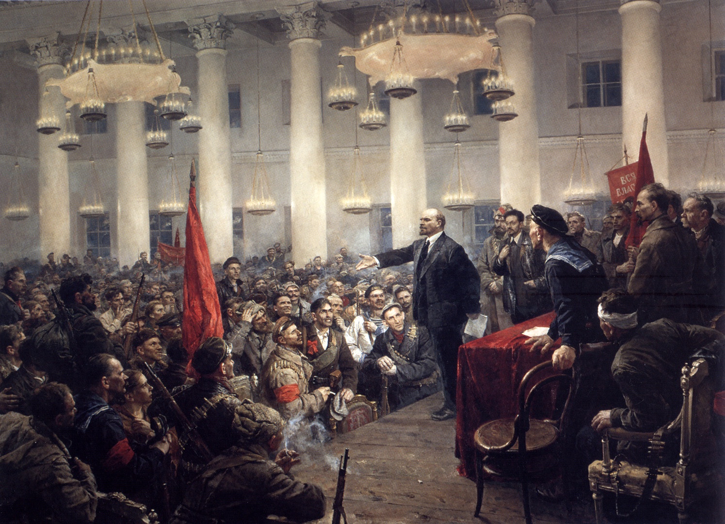 Владимир Серов. Выступление В.И. Ленина на II Всероссийском съезде Советов. 1955-1965 годы. Репродукция. 