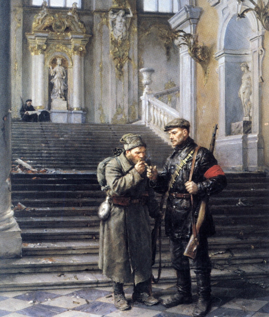 Владимир Серов. "Зимний взят!". 1954 год. Репродукция. 