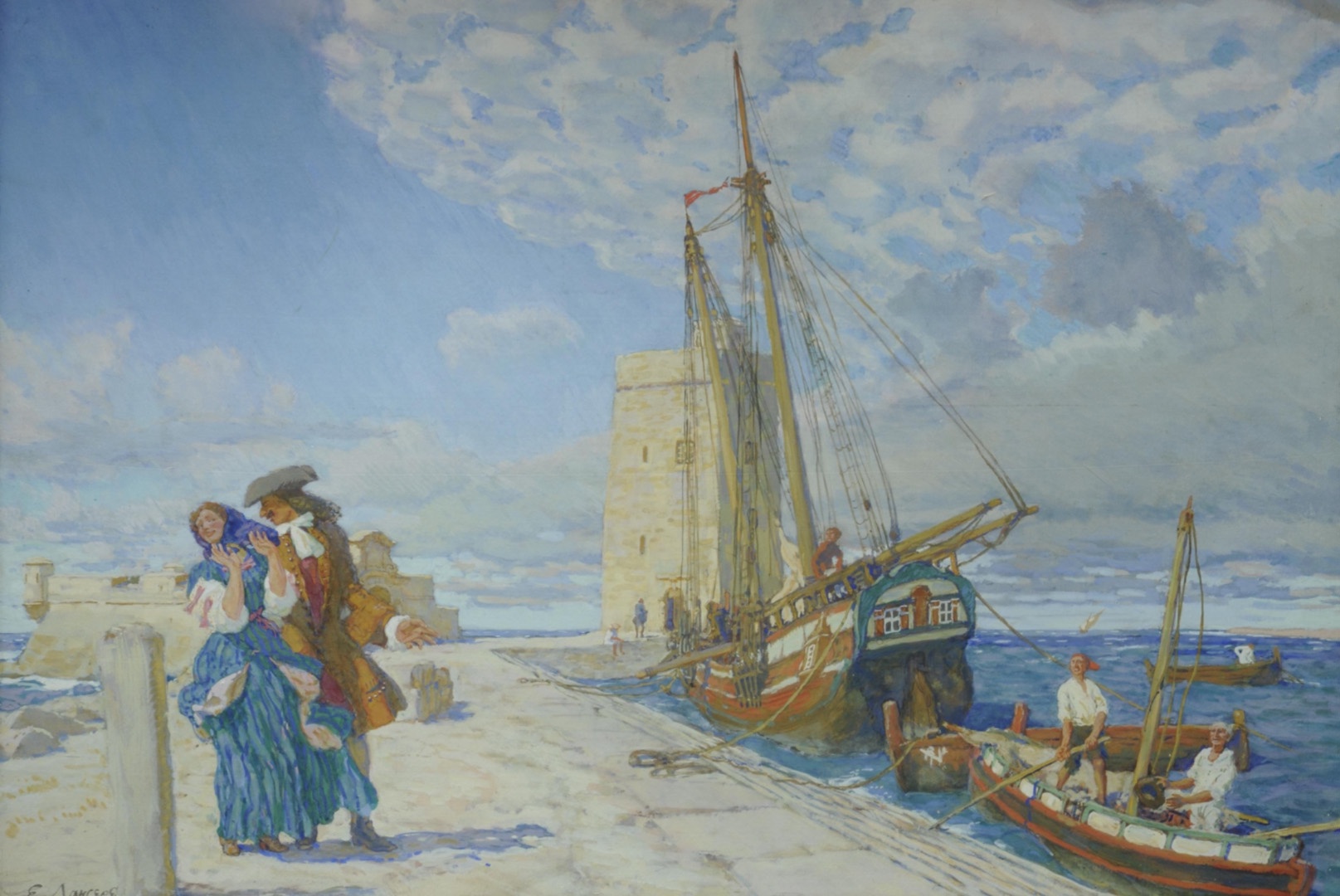 Евгений Лансере. Прогулка на молу. 1908 год. 