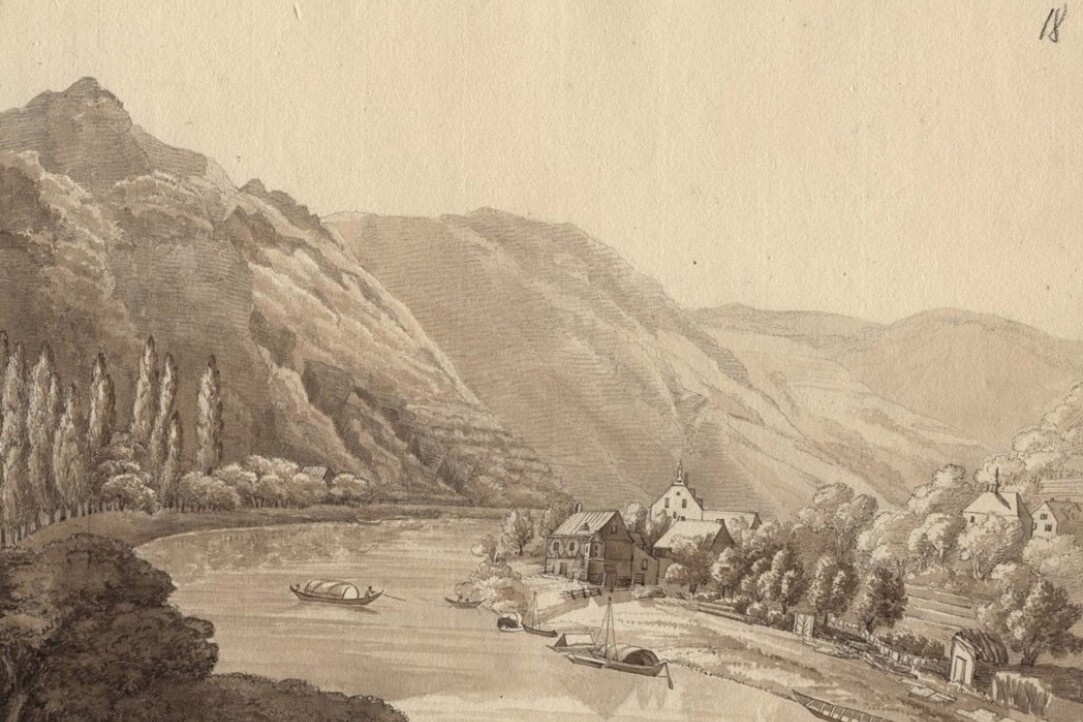 Н. М. Бенкендорф. Вид Эмса.
25 июля 1820 г. Карандаш, акварель.