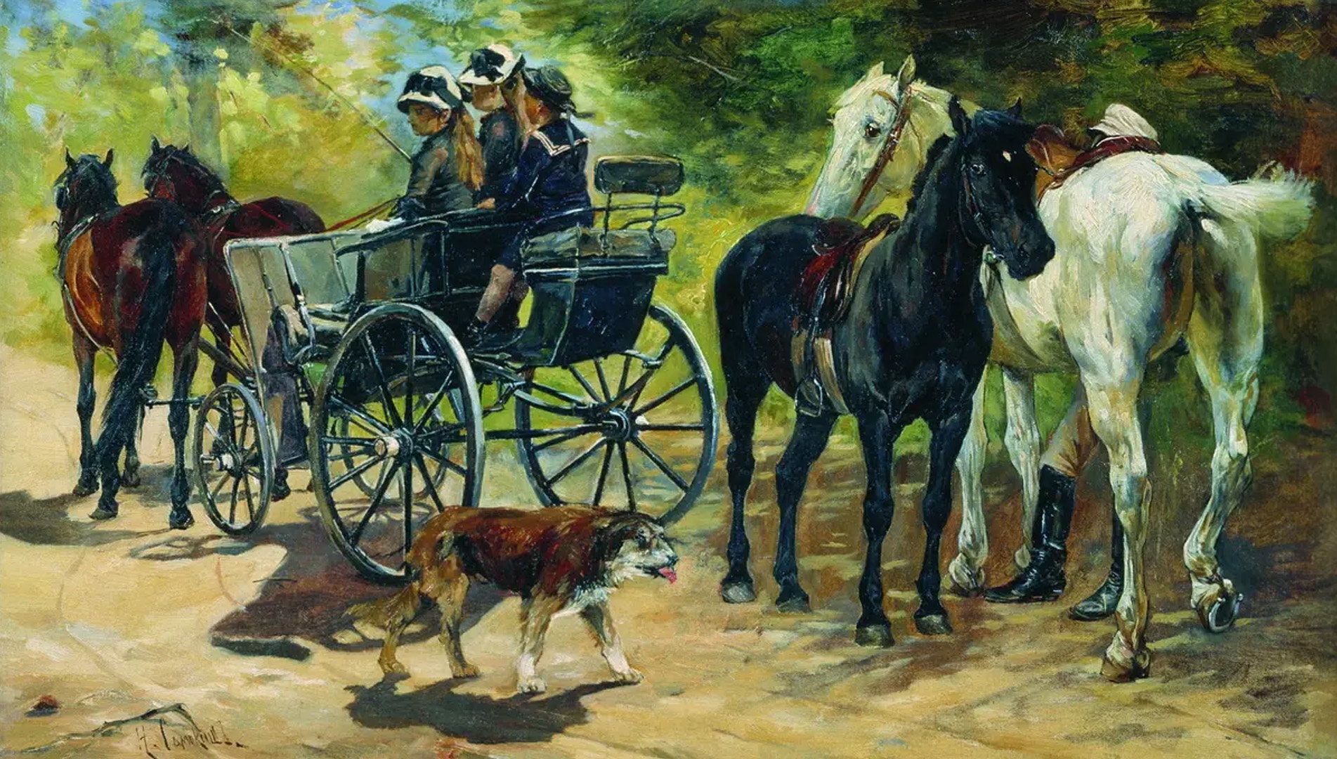 Николай Самокиш. Прогулка. 1884 год. 