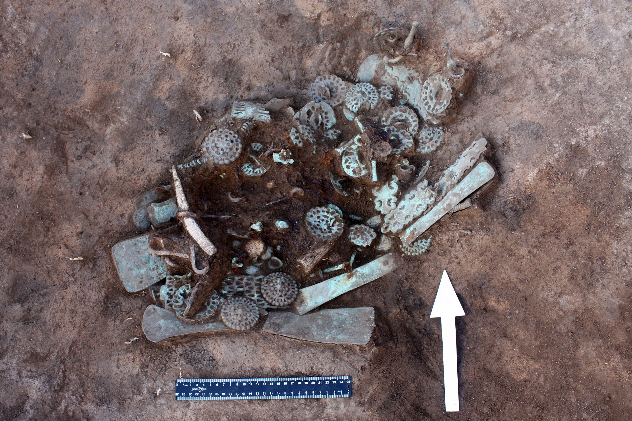 Жертвенный комплекс, оставленный представителями кочевой знати филипповского круга IV - начала III века до н. э., найден при исследовании курганного некрополя "Высокая Могила - Студеникин Мар".