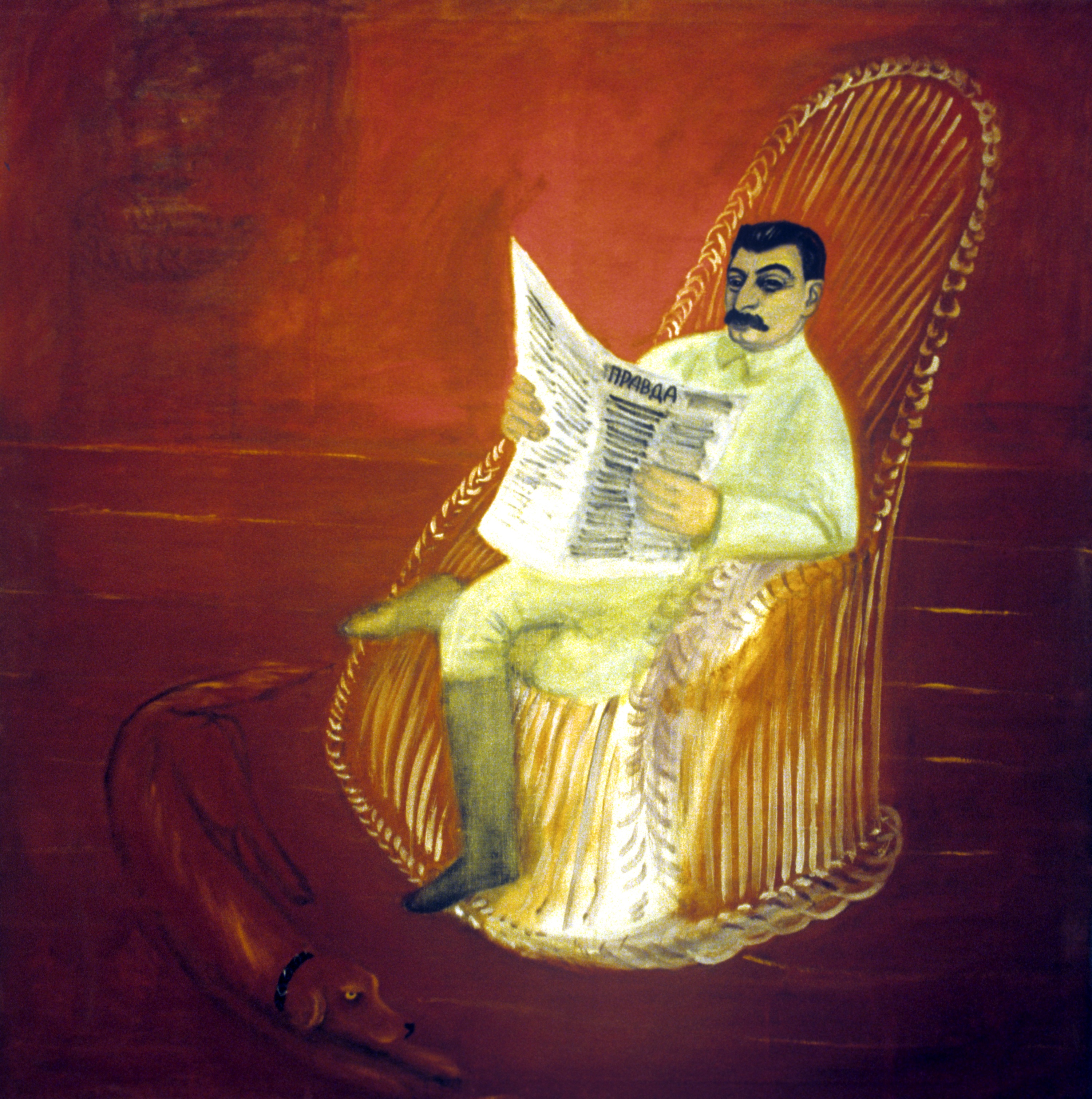 Картина "Сталин". Художник Георгий Иосифович Рублев (1902-1975). 1930-е годы. Холст, масло. Выставка "Неизвестный Георгий Рублев". Репродукция.