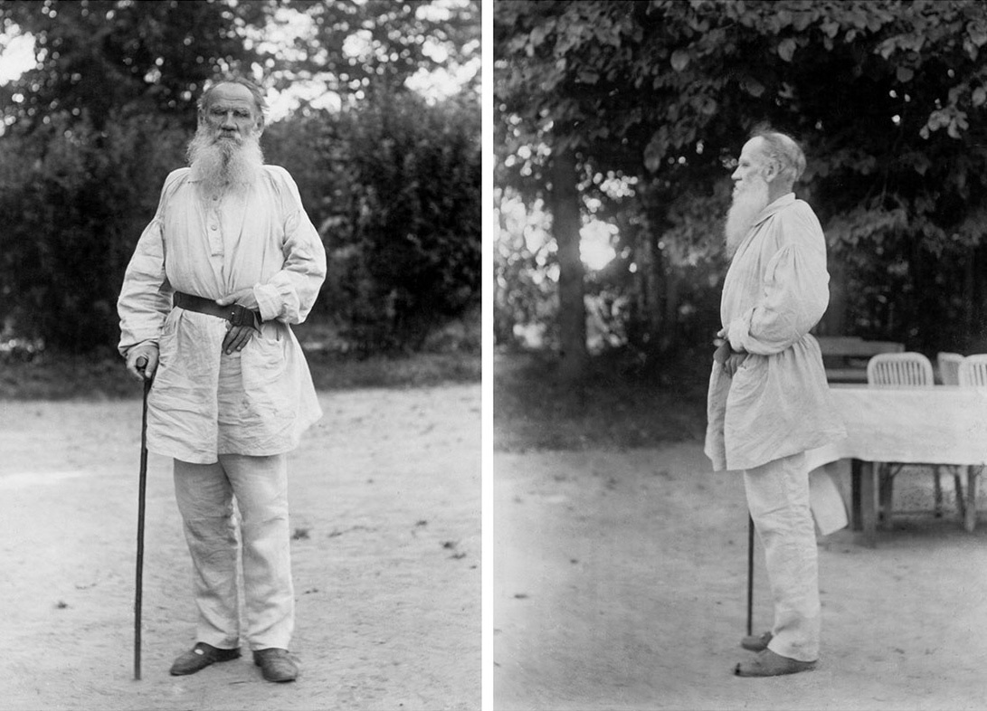 Лев Толстой с разных ракурсов сделаны по просьбе скульптора, который лепил фигуру писателя в полный рост. 1897 год
