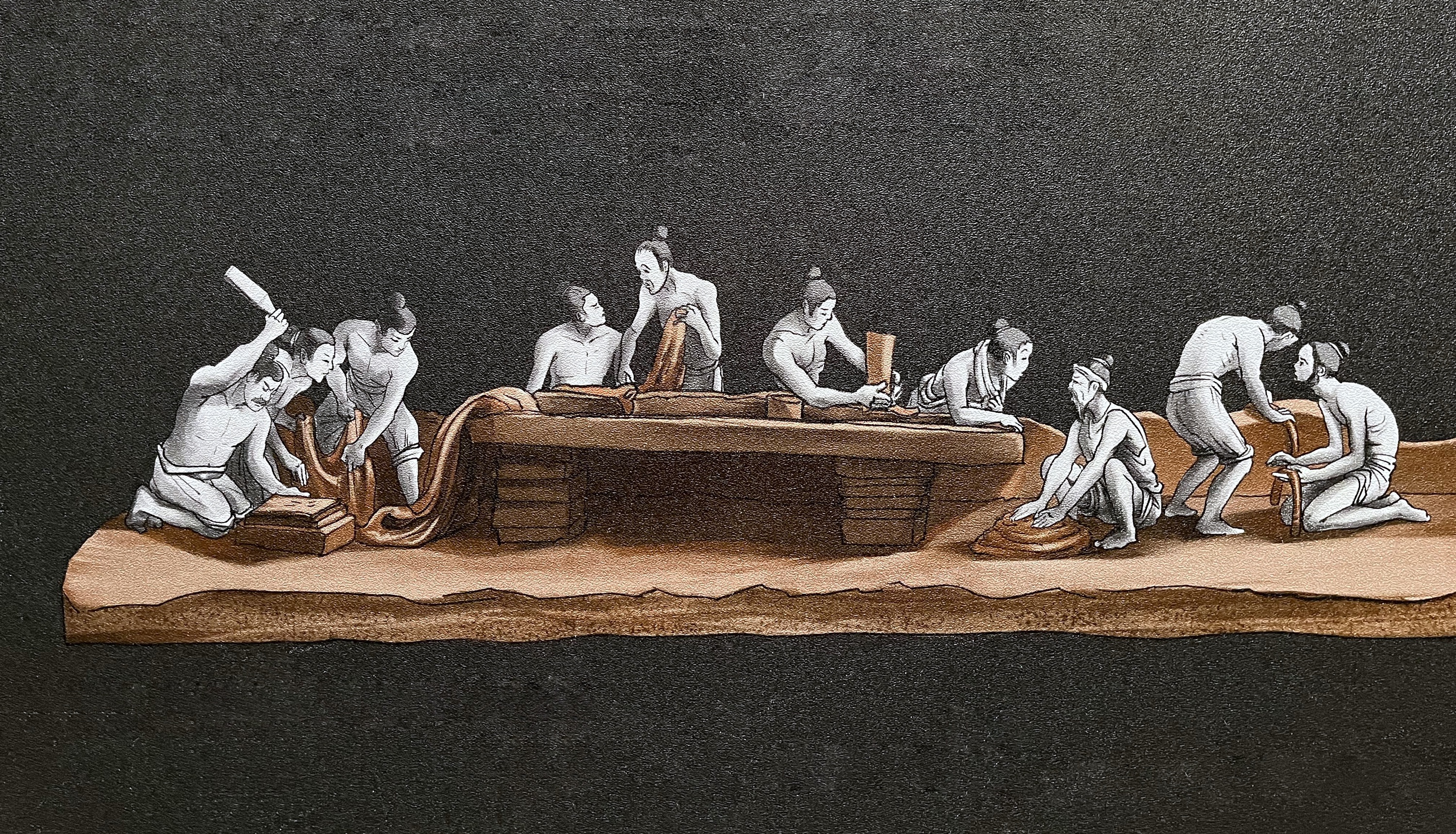 Сырьем для изготовления терракотовых воинов и лошадей стала в основном желтая глина, с небольшими вкраплениями кварца, полевого шпата, слюды и других ингредиентов. 