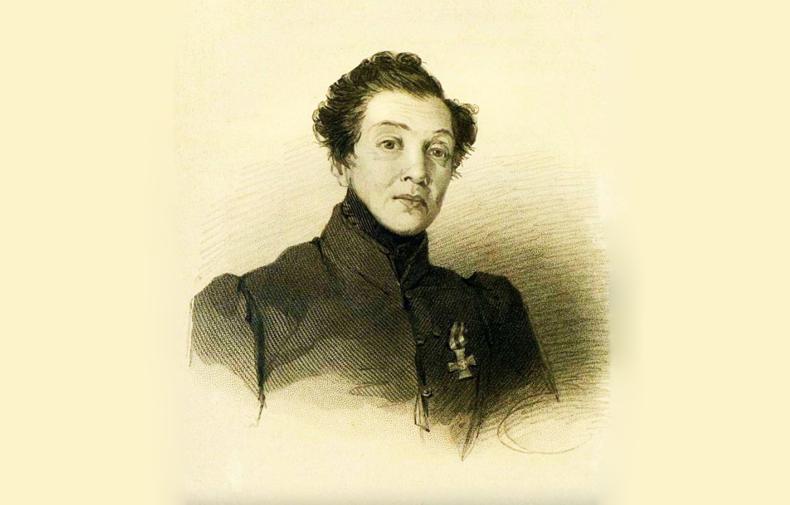 Н. А. Дурова, литография портрета А. П. Брюллова, 1839 г.