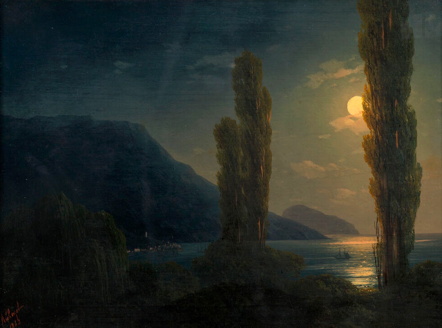Иван Айвазовский. Лунная ночь. Окрестности Ялты. 1863 год. 